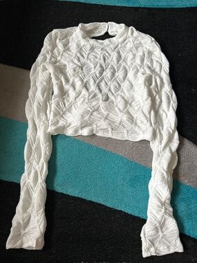 White crop blouse with open back